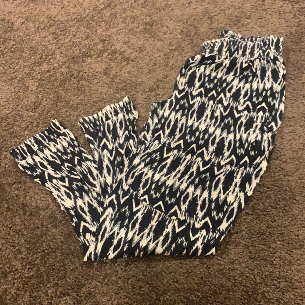 black and white printed jogger pants